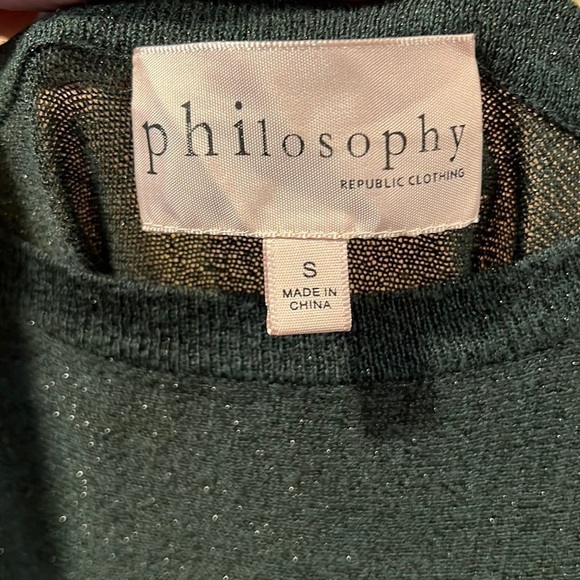 Philosophy Green Peplum Metallic Sweater Size Small - Picture 4 of 6